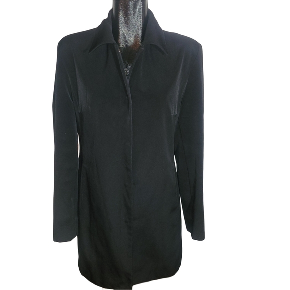 Anne Klein Black Mid Length Trench Coat M - Picture 1 of 7